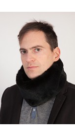 Black rex fur neck warmer - unisex